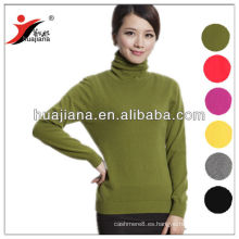 jersey de cuello alto de punto cachemir de mujer plana